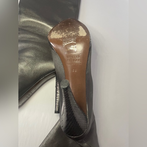Walter Steiger Antracite Nappa Leather Snake Skin Boots Size 7 - Picture 7 of 13